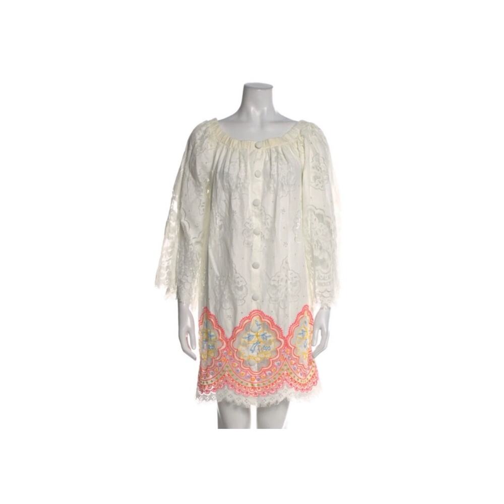 Revolve Hemant & Nandita Off Shoulder Embroidered Lace Dress/Cover Up Small